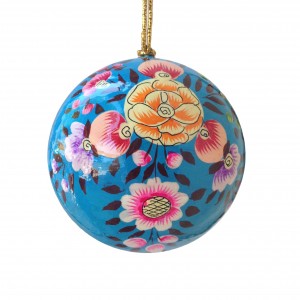 Bright Blue Floral Splash Bauble