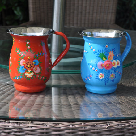 Jasmine White London hand painted Aria and Lina enamelware jug