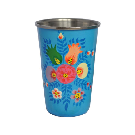 Jasmine White London Aria Handpainted enamelware tumbler