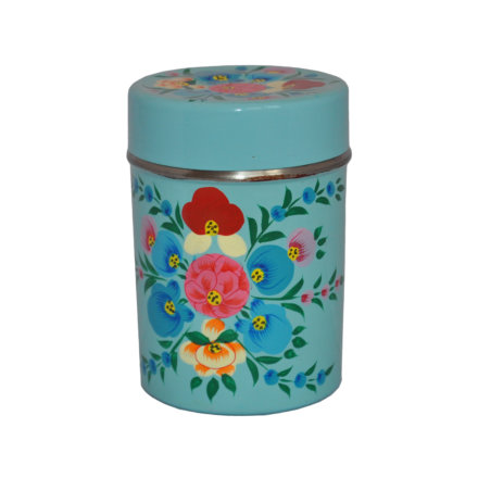 Jasmine White London hand painted enamelware Sienna tea caddy