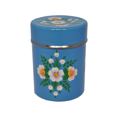 Jasmine White London Azure blue Emma tea caddy