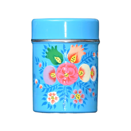 Jasmine White London hand painted enamelware Aria tea caddy