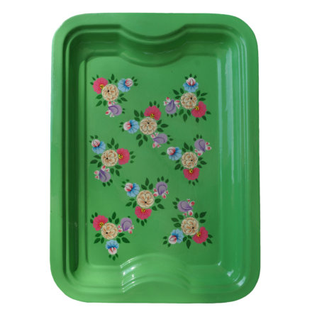 Jasmine White London Bright Green Maria handpainted enamelware tray