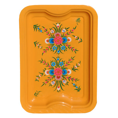 Jasmine White London Amber Handpainted enamelware tray