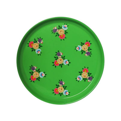 Jasmine White London hand painted Maria enamelware round tray