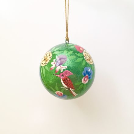 Jasmine White London hand painted Maria glitter bauble