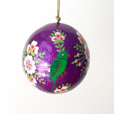 Jasmine White London hand painted Gaia glitter bauble