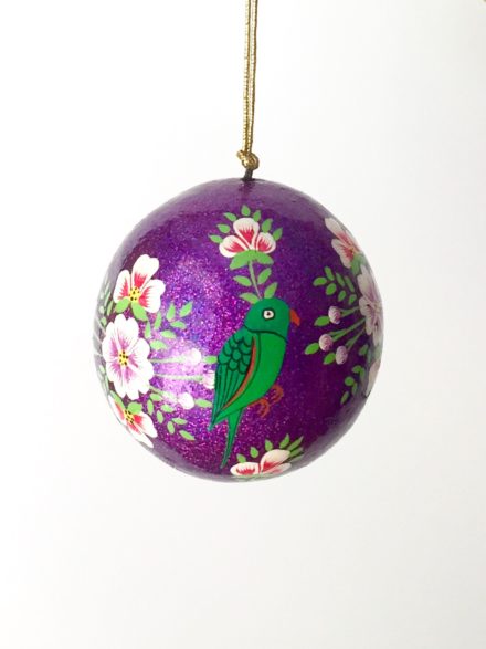 Jasmine White London hand painted Gaia glitter bauble