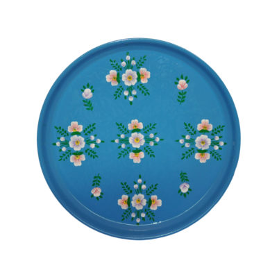 Jasmine White London hand painted Emma enamelware round tray