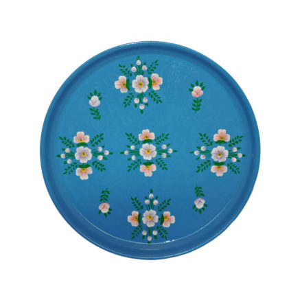 Jasmine White London hand painted Emma enamelware round tray