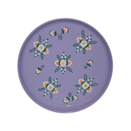 Jasmine White London hand painted Gaia enamelware round tray