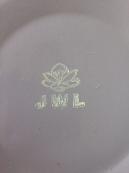 Jasmine White London hand painted Gaia enamelware storage jar logo view