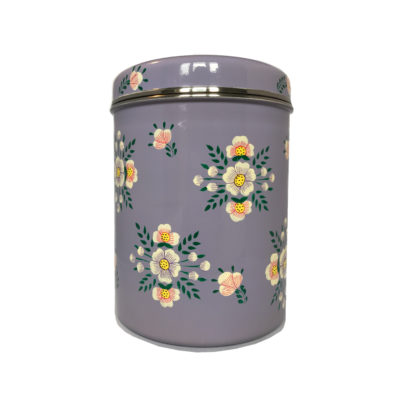 Jasmine White London hand painted Gaia enamelware storage jar