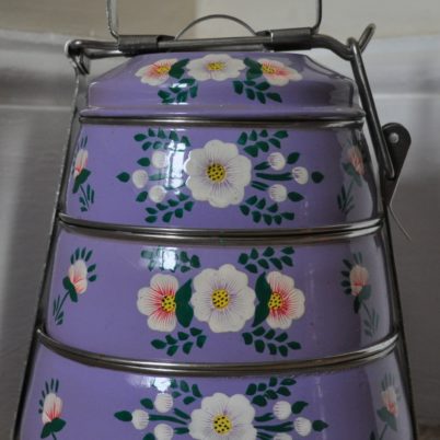 Jasmine White London hand painted Gaia enamelware tiffin