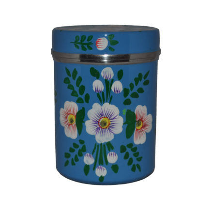 Jasmine White London hand painted Emma enamelware tea caddy