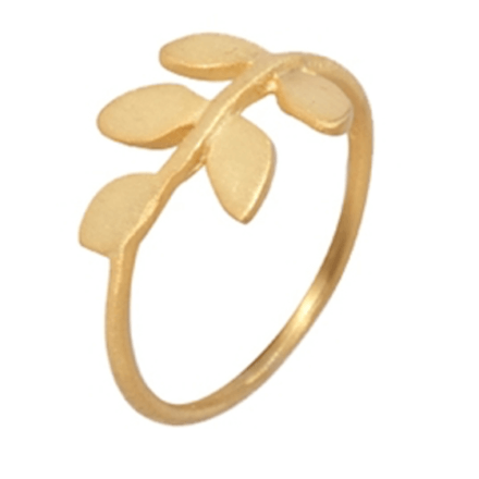Jasmine White London Gold Vermeil leaf design ring