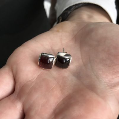 Jasmine White Garnet and silver ear studs