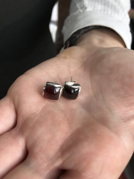 Jasmine White Garnet and silver ear studs