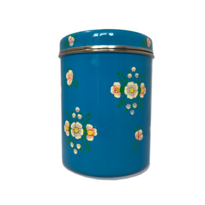 Jasmine White London hand painted Emma enamelware storage jar