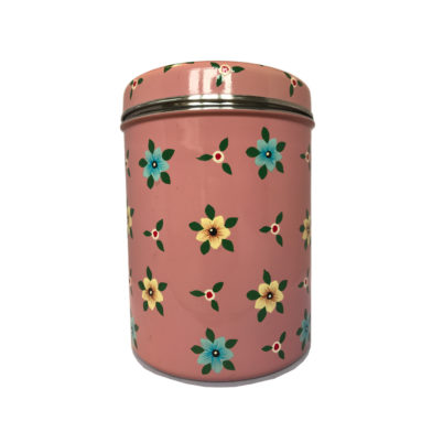 Jasmine White London hand painted Charlotte enamelware storage jar top view