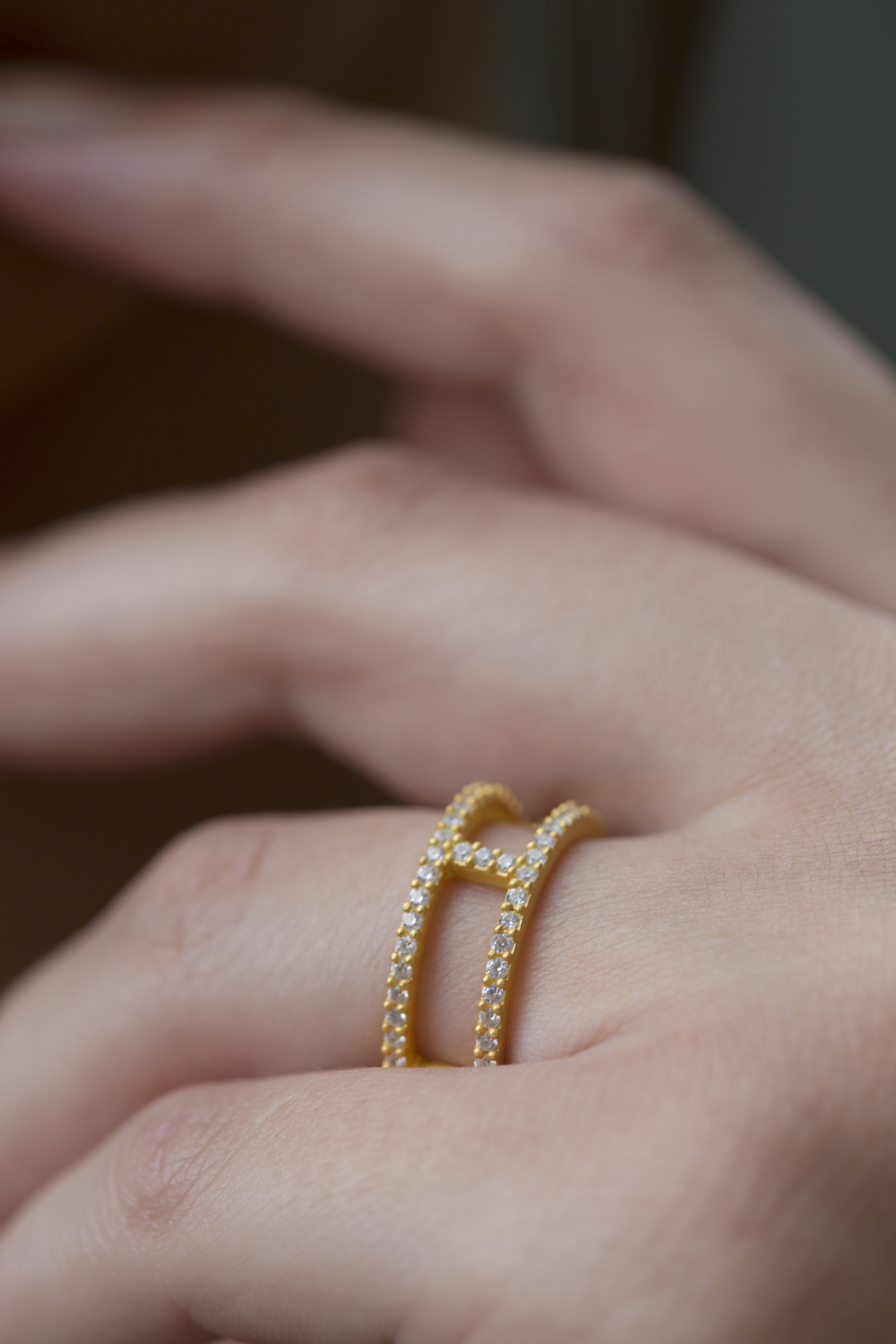 Yellow Gold Diamond Initial H Ring