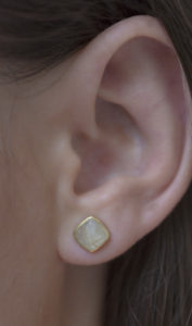Jasmine White London Golden Rutile Ears studs 