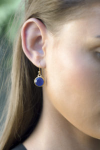 Jasmine White London Blue Chalcedony Round Drop earring