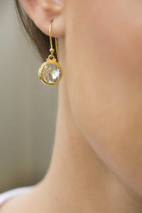 Jasmine White London Aqua Chalcedony Round Drop earring