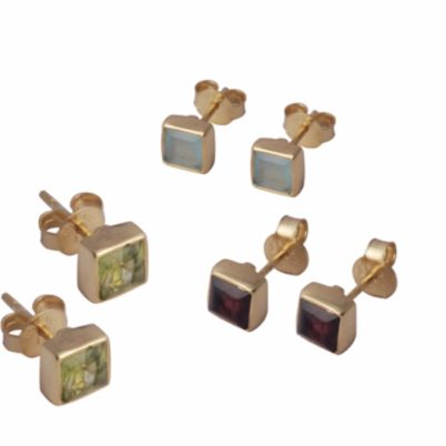 Gold Vermeil Square Ear Studs