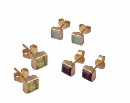 Gold Vermeil Square Ear Studs