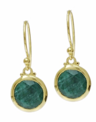 Gold Vermeil drop earring with Green amethyst by Jasmine White