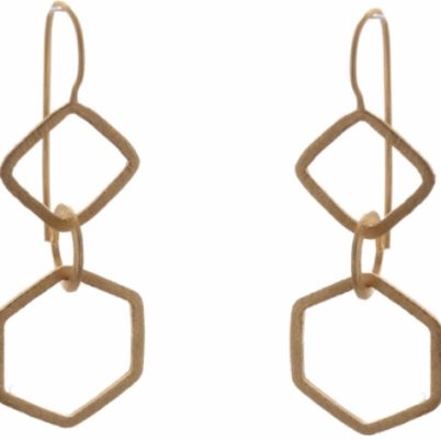 Gold Vermeil Geometric drop earrings by Jasmine White London