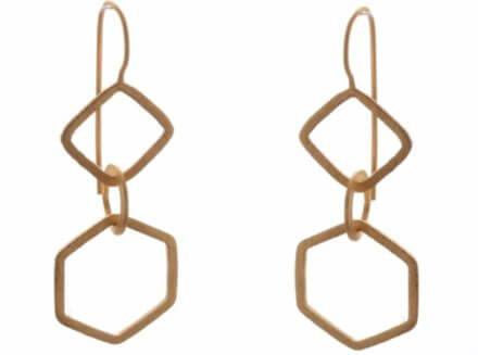 Gold Vermeil Geometric drop earrings by Jasmine White London