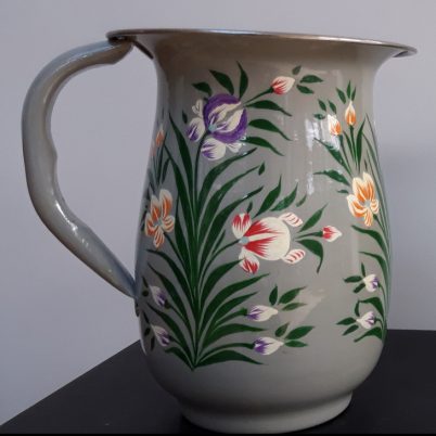 Jasmine White London Ava handpainted jug Grey with Iris